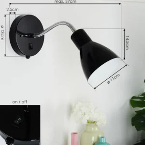 hofstein Applique murale Naouli Chrome, Noir, 1 lumière* Lampes Modernes