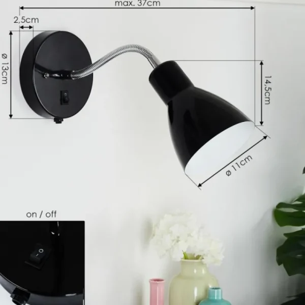hofstein Applique murale Naouli Chrome, Noir, 1 lumière* Lampes Modernes