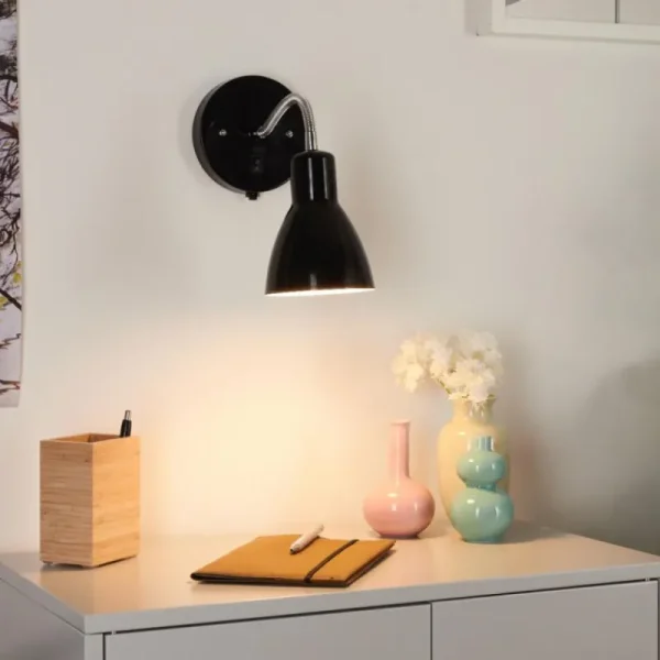hofstein Applique murale Naouli Chrome, Noir, 1 lumière* Lampes Modernes