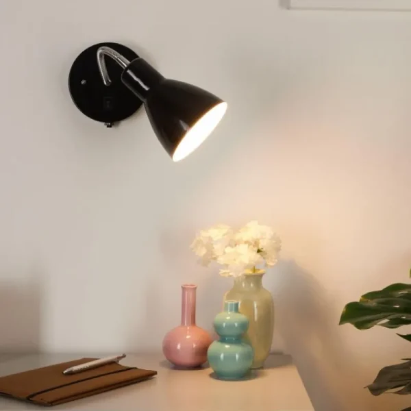 hofstein Applique murale Naouli Chrome, Noir, 1 lumière* Lampes Modernes