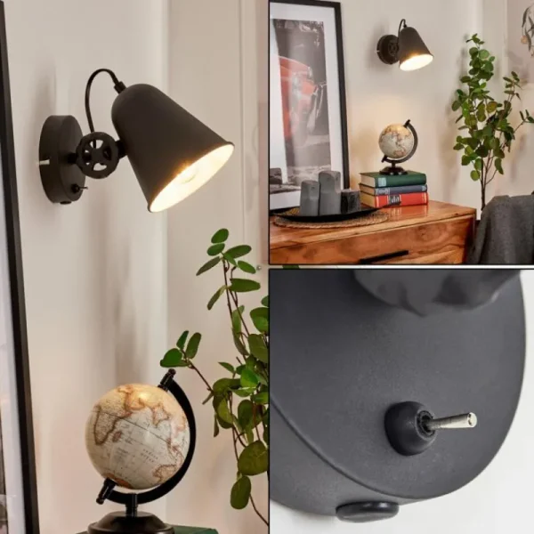 hofstein Applique murale Pany Chrome, Noir, 1 lumière* Lampes Modernes