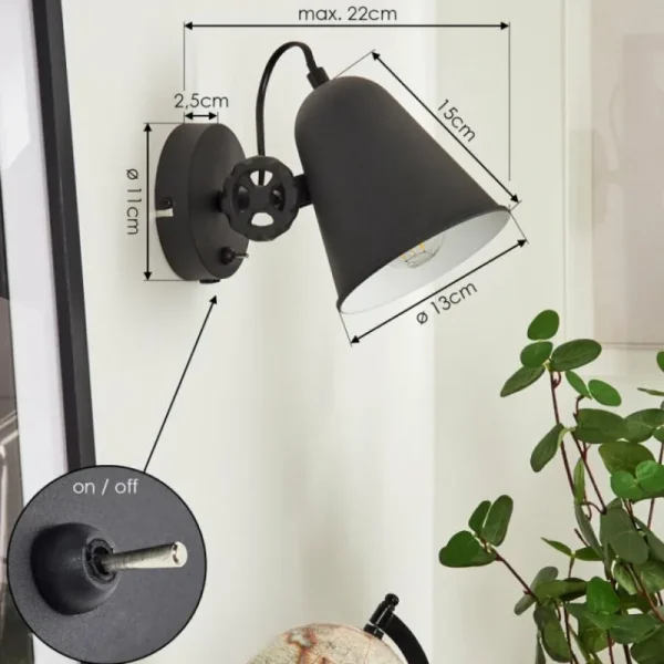 hofstein Applique murale Pany Chrome, Noir, 1 lumière* Lampes Modernes