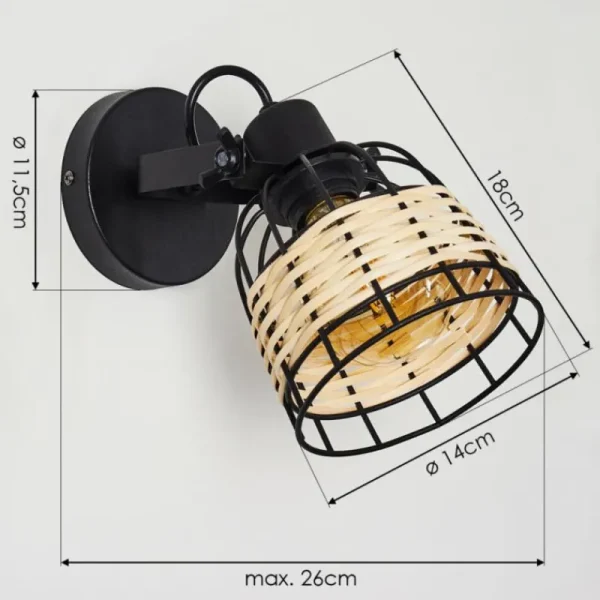 hofstein Applique murale Recinto Bois foncé, Noir, 1 lumière* Lampes Modernes