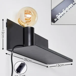 hofstein Applique murale Reftele Noir, 1 lumière* Lampes Modernes