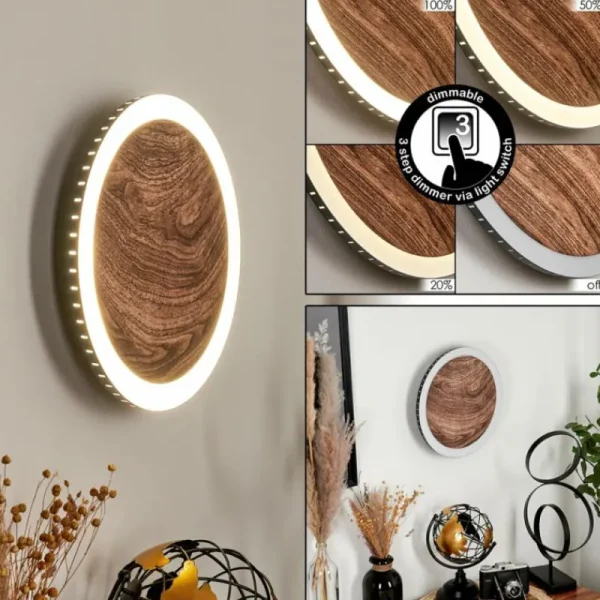 hofstein Applique murale Rocha LED Brun, Couleur bois, Noir, 1 lumière* Lampes Modernes