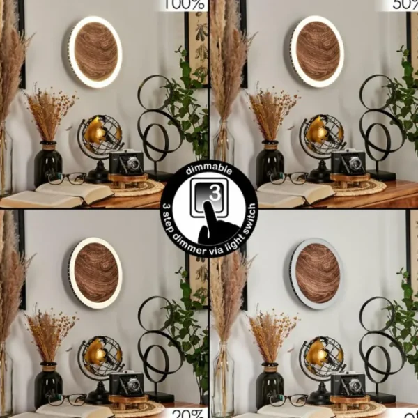 hofstein Applique murale Rocha LED Brun, Couleur bois, Noir, 1 lumière* Lampes Modernes
