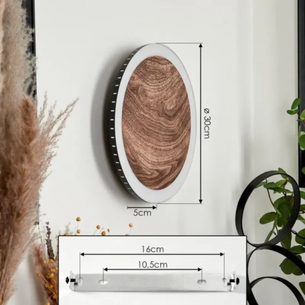 hofstein Applique murale Rocha LED Brun, Couleur bois, Noir, 1 lumière* Lampes Modernes