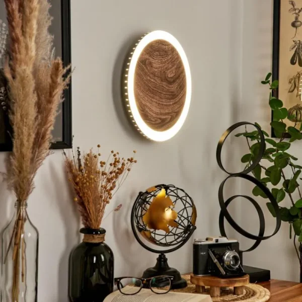 hofstein Applique murale Rocha LED Brun, Couleur bois, Noir, 1 lumière* Lampes Modernes