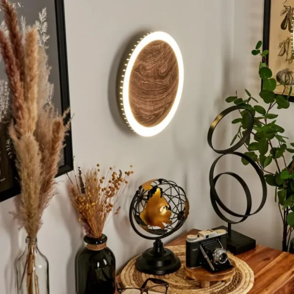 hofstein Applique murale Rocha LED Brun, Couleur bois, Noir, 1 lumière* Lampes Modernes