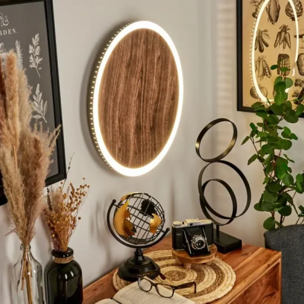 hofstein Applique murale Rocha LED Brun, Couleur bois, Noir, 1 lumière* Lampes Modernes