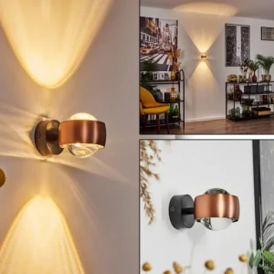 hofstein Applique murale Sapri Cuivre, Noir, 1 lumière* Lampes En Verre