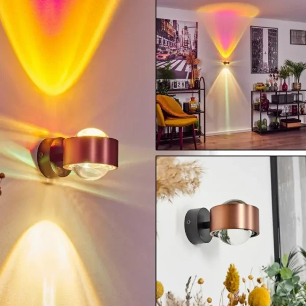 hofstein Applique murale Sapri Cuivre, Noir, 1 lumière* Lampes En Verre