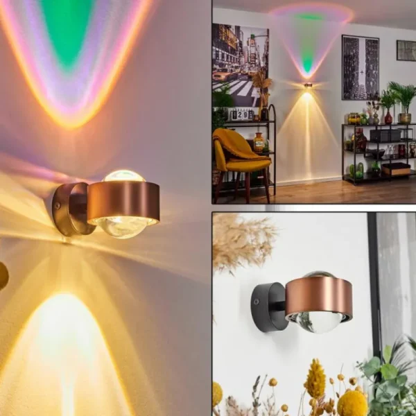 hofstein Applique murale Sapri Cuivre, Noir, 1 lumière* Lampes En Verre