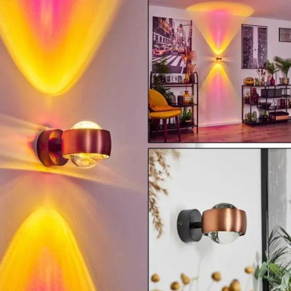 hofstein Applique murale Sapri Cuivre, Noir, 1 lumière* Lampes En Verre