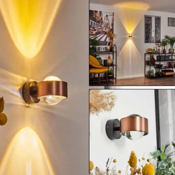hofstein Applique murale Sapri Cuivre, Noir, 1 lumière* Lampes En Verre