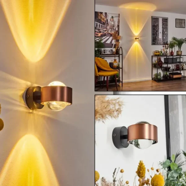 hofstein Applique murale Sapri Cuivre, Noir, 1 lumière* Lampes En Verre