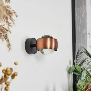 hofstein Applique murale Sapri Cuivre, Noir, 1 lumière* Lampes En Verre