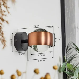hofstein Applique murale Sapri Cuivre, Noir, 1 lumière* Lampes En Verre