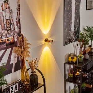 hofstein Applique murale Sapri Cuivre, Noir, 1 lumière* Lampes En Verre