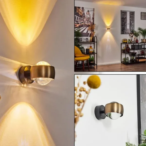 hofstein Applique murale Sapri Vieux laiton, Noir, 1 lumière* Lampes En Verre