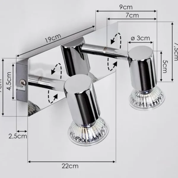 hofstein Applique murale Sibarco Chrome, 2 lumières* Lampes Modernes