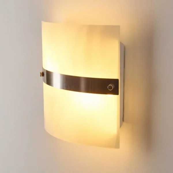 hofstein Applique murale Sibo Acier inoxydable, 2 lumières* Lampes En Verre