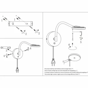 Luminaires Steinhauer Applique murale Steinhauer Turound LED Acier brossé, 1 lumière* Lampes En Verre