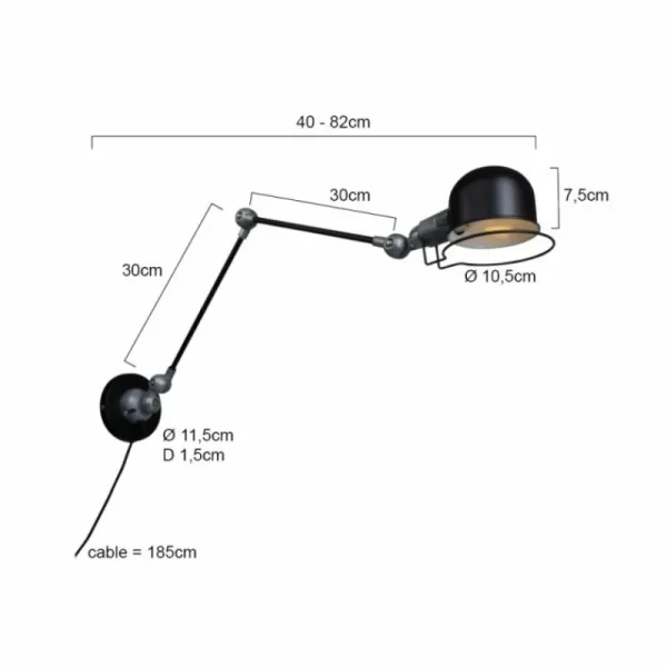 Luminaires Steinhauer Applique murale Steinhauer Darvin Gris, Noir, 1 lumière* Lampes En Verre