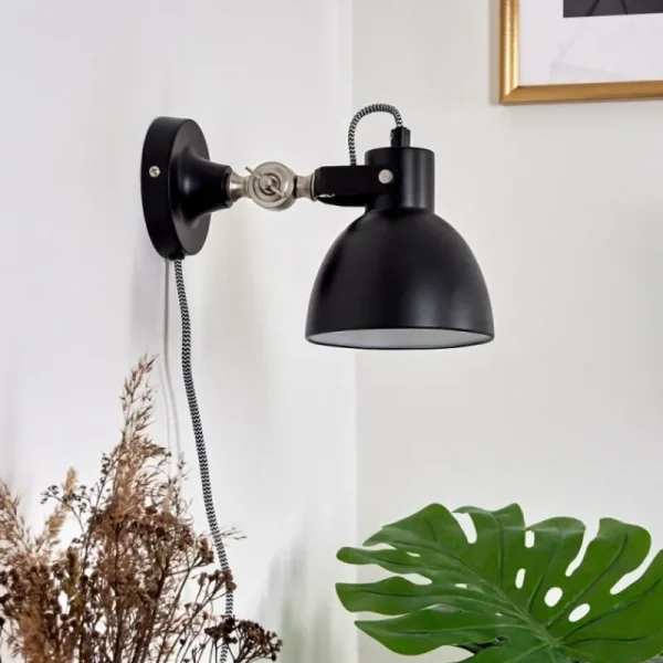 hofstein Applique murale Tilton Nickel mat, Noir, 1 lumière* Lampes Modernes