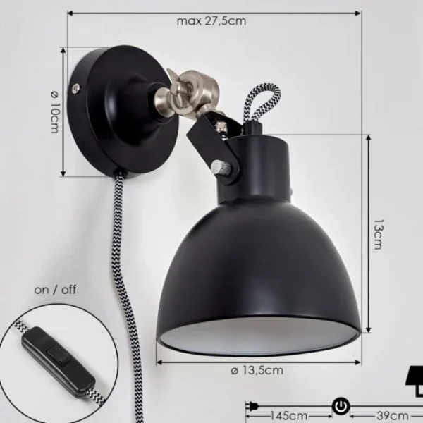 hofstein Applique murale Tilton Nickel mat, Noir, 1 lumière* Lampes Modernes