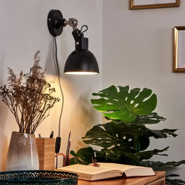 hofstein Applique murale Tilton Nickel mat, Noir, 1 lumière* Lampes Modernes