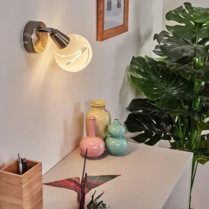 hofstein Applique murale Warga LED Nickel mat, 1 lumière* Lampes En Verre