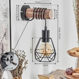hofstein Applique murale Yaak Écru, Noir, 1 lumière* Lampes Modernes