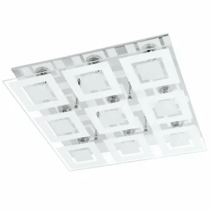 Luminaires Eglo Applique ou plafonnier Eglo ALMANA Chrome, 9 lumières* Lampes En Verre