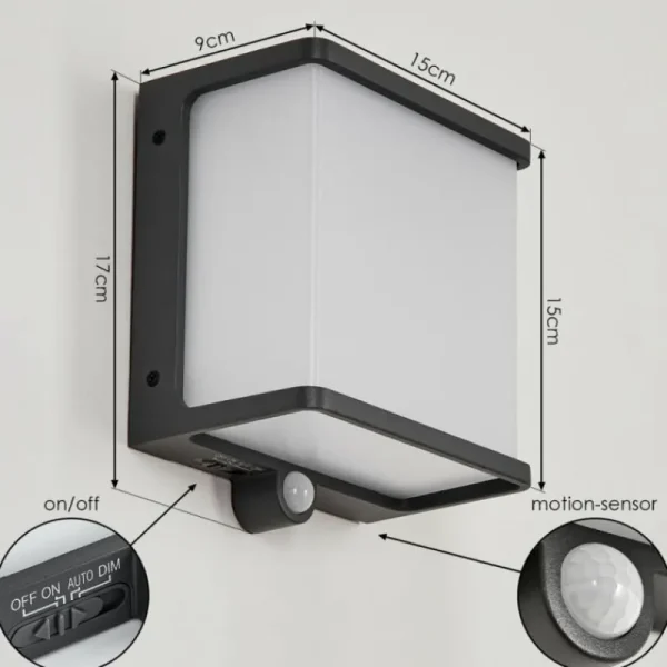 hofstein applique solaire Burseryd LED Noir, 1 lumière, Détecteur de mouvement* Lampes Modernes