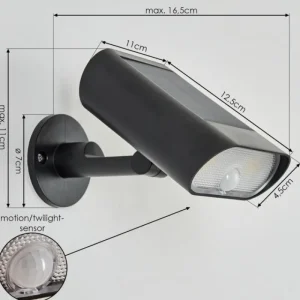 hofstein applique solaire Usmagama LED Noir, 1 lumière, Détecteur de mouvement* Lampes Modernes
