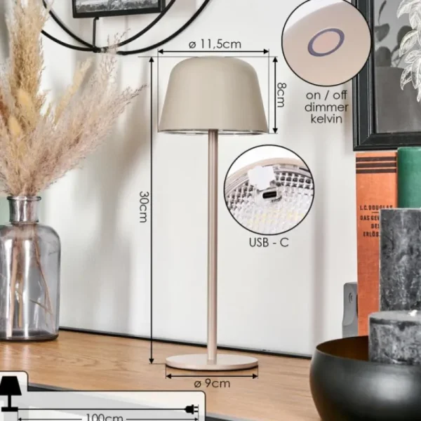 hofstein Asen Lampe de table d'extérieur, Lampe à poser LED Beige, 1 lumière* Lampes Modernes