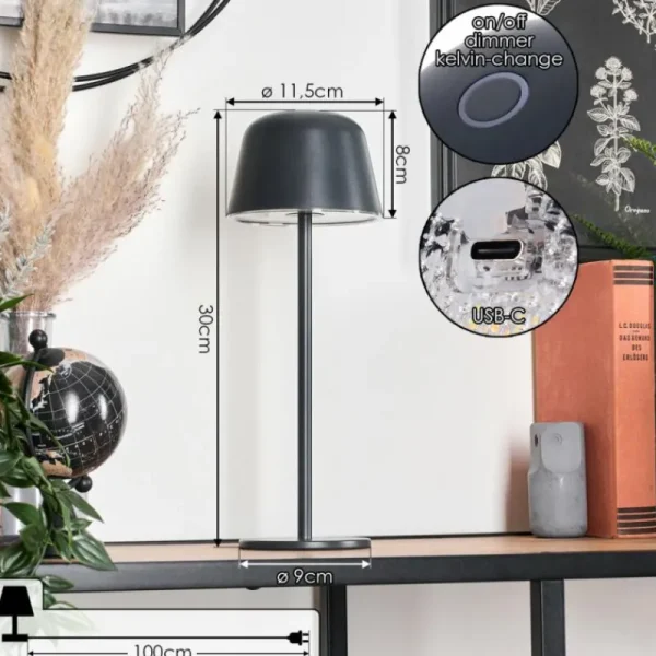 hofstein Asen Lampe de table d'extérieur, Lampe à poser LED Noir, 1 lumière* Lampes Modernes