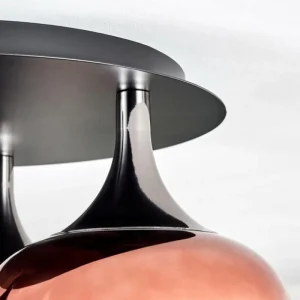 hofstein Azurara Plafonnier Chrome, Noir, 3 lumières* Lampes En Verre
