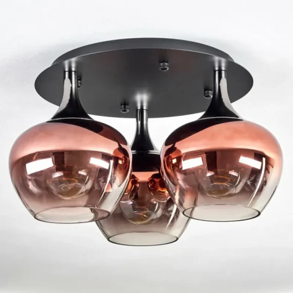 hofstein Azurara Plafonnier Chrome, Noir, 3 lumières* Lampes En Verre