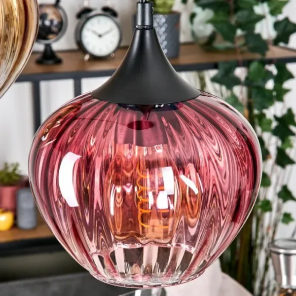 hofstein Ballebro Suspension, Suspension Noir, 3 lumières* Lampes En Verre