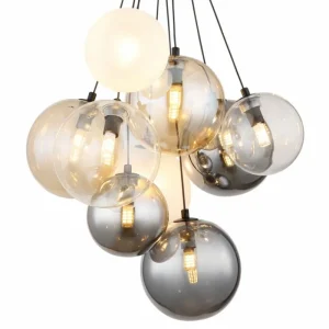 Luminaires Globo Lighting Ballgi Suspension Noir, 9 lumières* Lampes En Verre