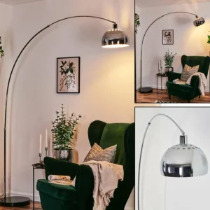 hofstein Baloca Lampadaire Chrome, Noir, 1 lumière* Lampes Modernes
