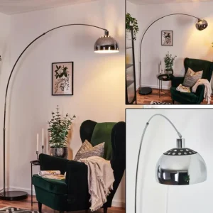 hofstein Baloca Lampadaire Chrome, Noir, 1 lumière* Lampes Modernes