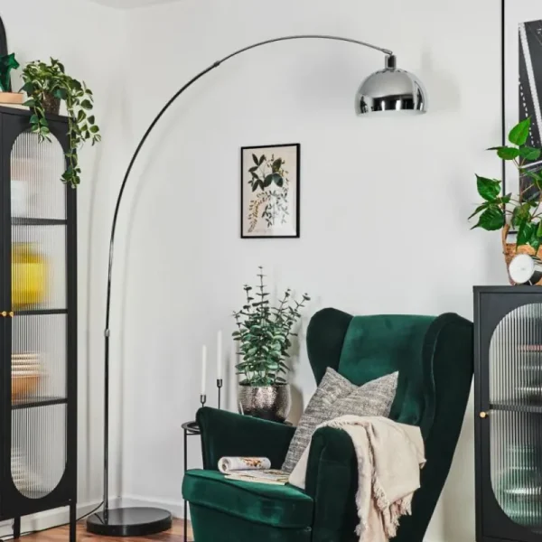 hofstein Baloca Lampadaire Chrome, Noir, 1 lumière* Lampes Modernes