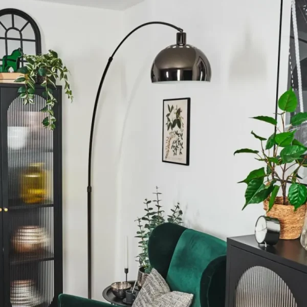 hofstein Baloca Lampadaire Chrome, Noir, 1 lumière* Lampes Modernes