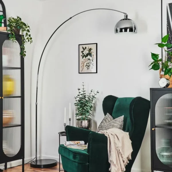 hofstein Baloca Lampadaire Chrome, Noir, 1 lumière* Lampes Modernes