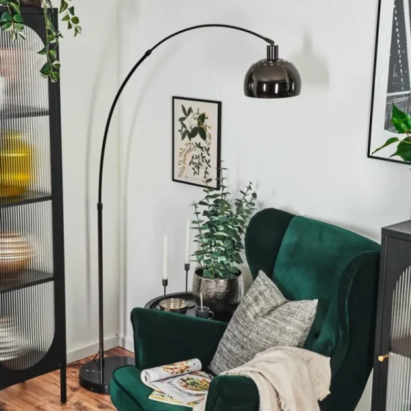 hofstein Baloca Lampadaire Chrome, Noir, 1 lumière* Lampes Modernes