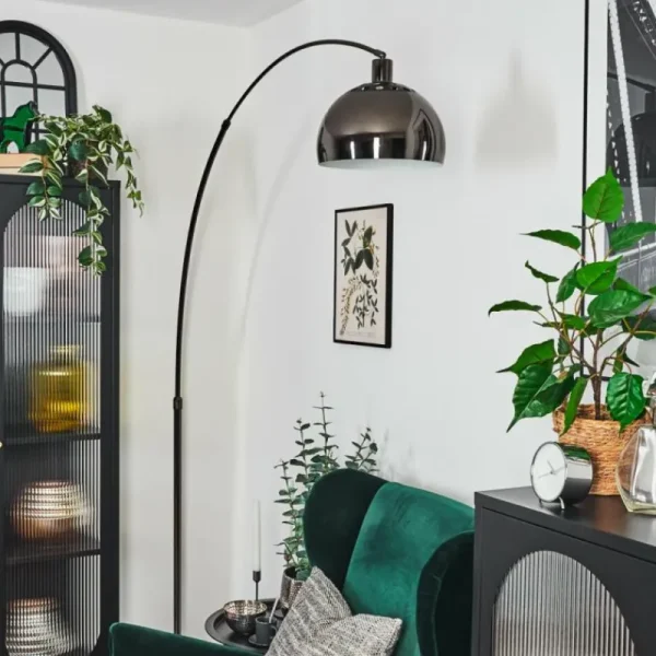 hofstein Baloca Lampadaire Chrome, Noir, 1 lumière* Lampes Modernes