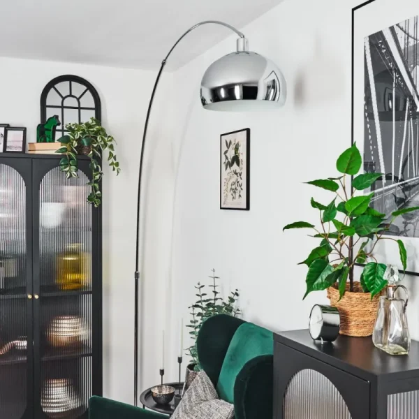 hofstein Baloca Lampadaire Chrome, Noir, 1 lumière* Lampes Modernes